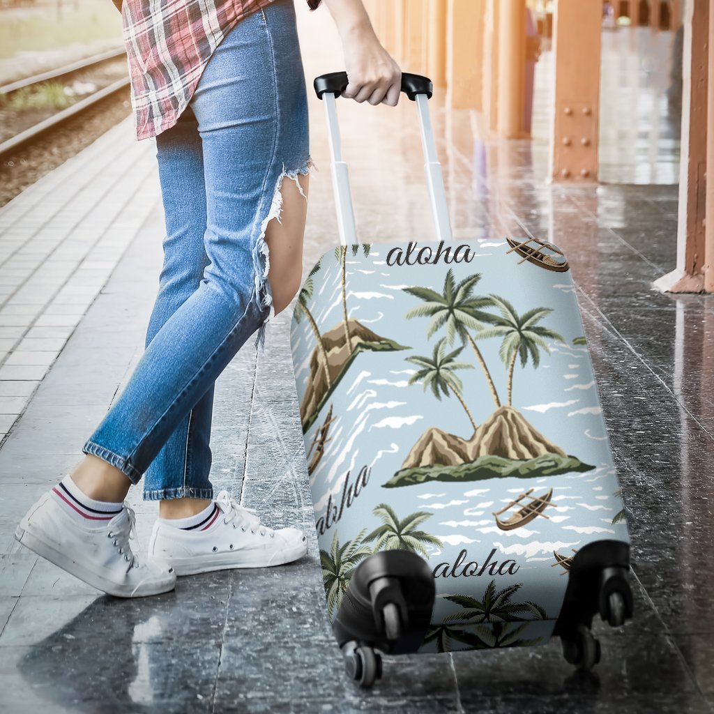 Aloha Hawaii Island Design Themed Print Luggage Cover Protector