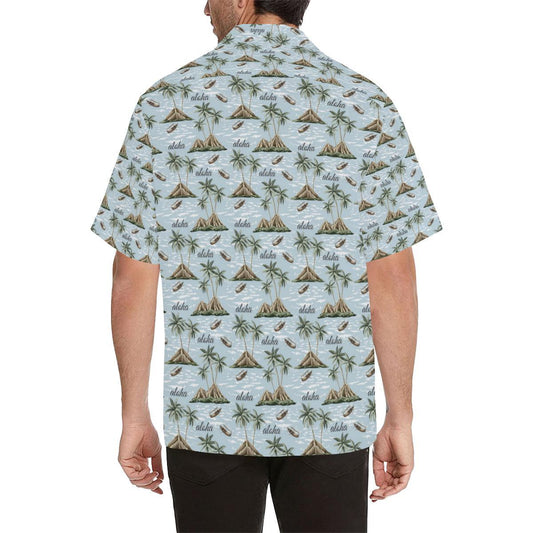Aloha Hawaii island Design Themed Print Men Aloha Hawaiian Shirt