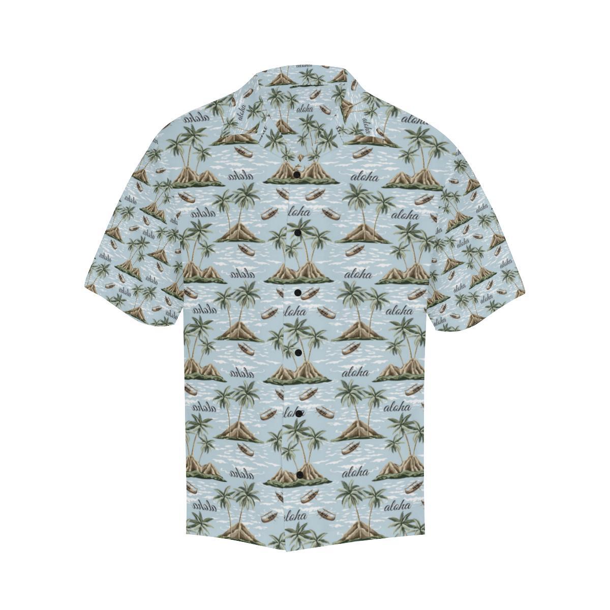 Aloha Hawaii island Design Themed Print Men Aloha Hawaiian Shirt