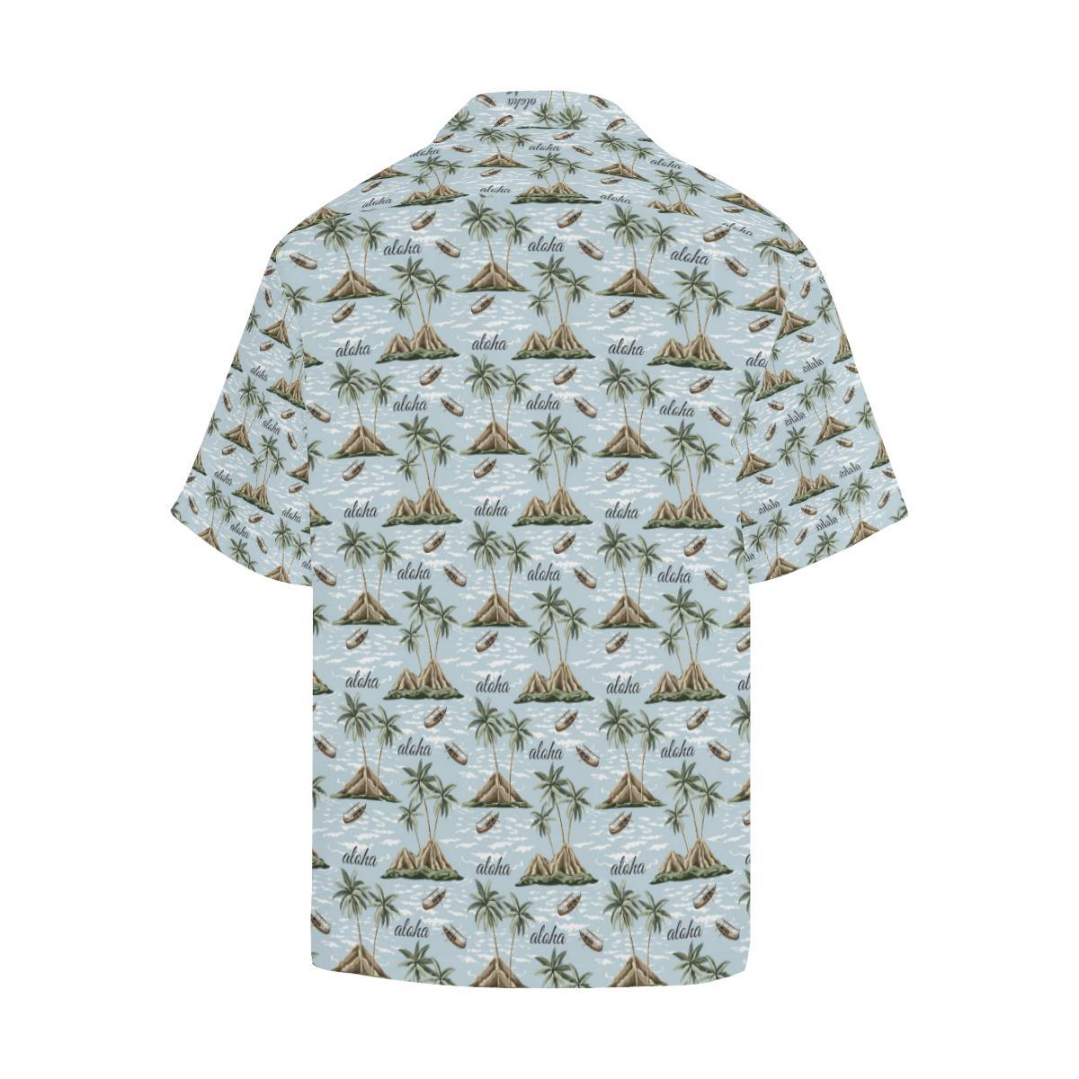 Aloha Hawaii island Design Themed Print Men Aloha Hawaiian Shirt