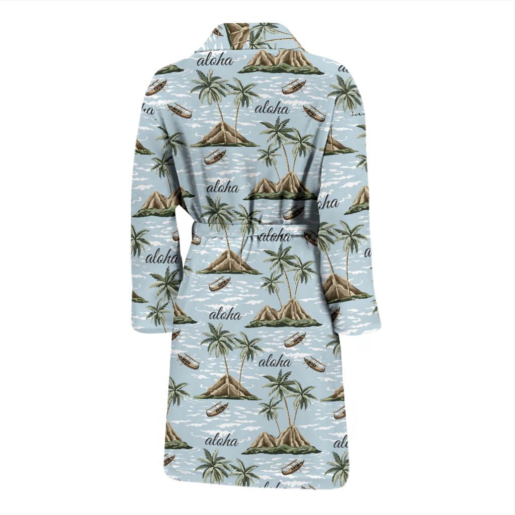 Aloha Hawaii island Design Themed Print Men Bath Robe-JTAMIGO.COM