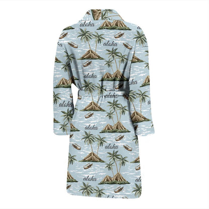 Aloha Hawaii island Design Themed Print Men Bath Robe-JTAMIGO.COM