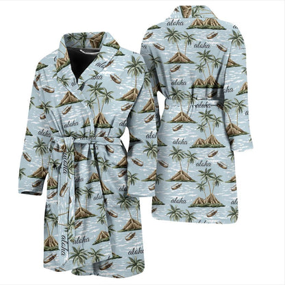 Aloha Hawaii island Design Themed Print Men Bath Robe-JTAMIGO.COM