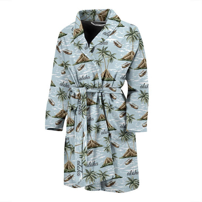 Aloha Hawaii island Design Themed Print Men Bath Robe-JTAMIGO.COM