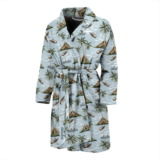 Aloha Hawaii island Design Themed Print Men Bath Robe-JTAMIGO.COM
