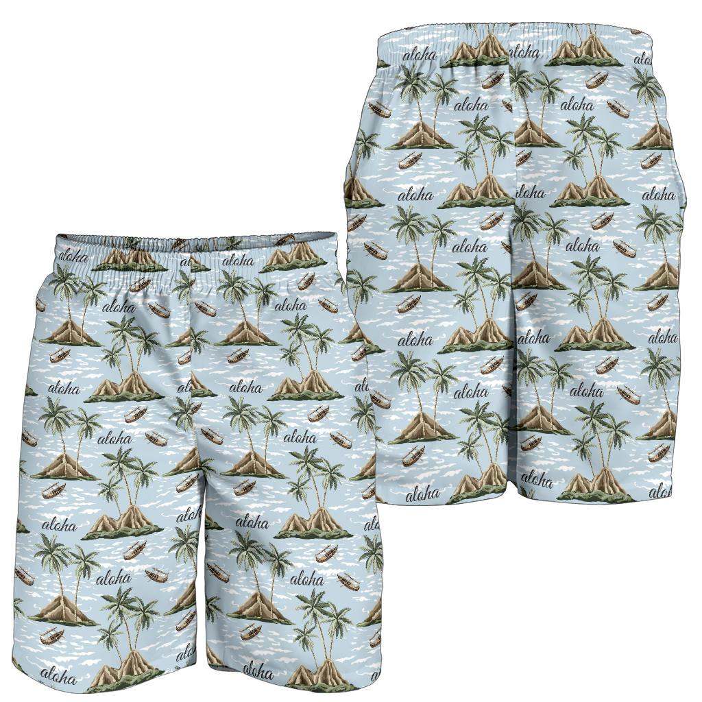 Aloha Hawaii island Design Themed Print Mens Shorts-JTAMIGO.COM