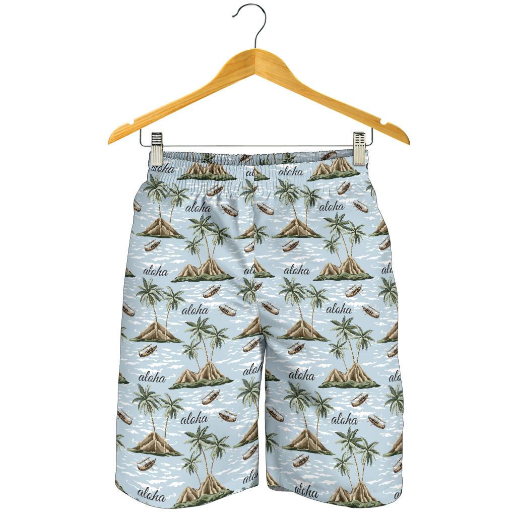Aloha Hawaii island Design Themed Print Mens Shorts-JTAMIGO.COM