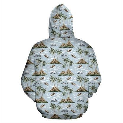 Aloha Hawaii island Design Themed Print Pullover Hoodie