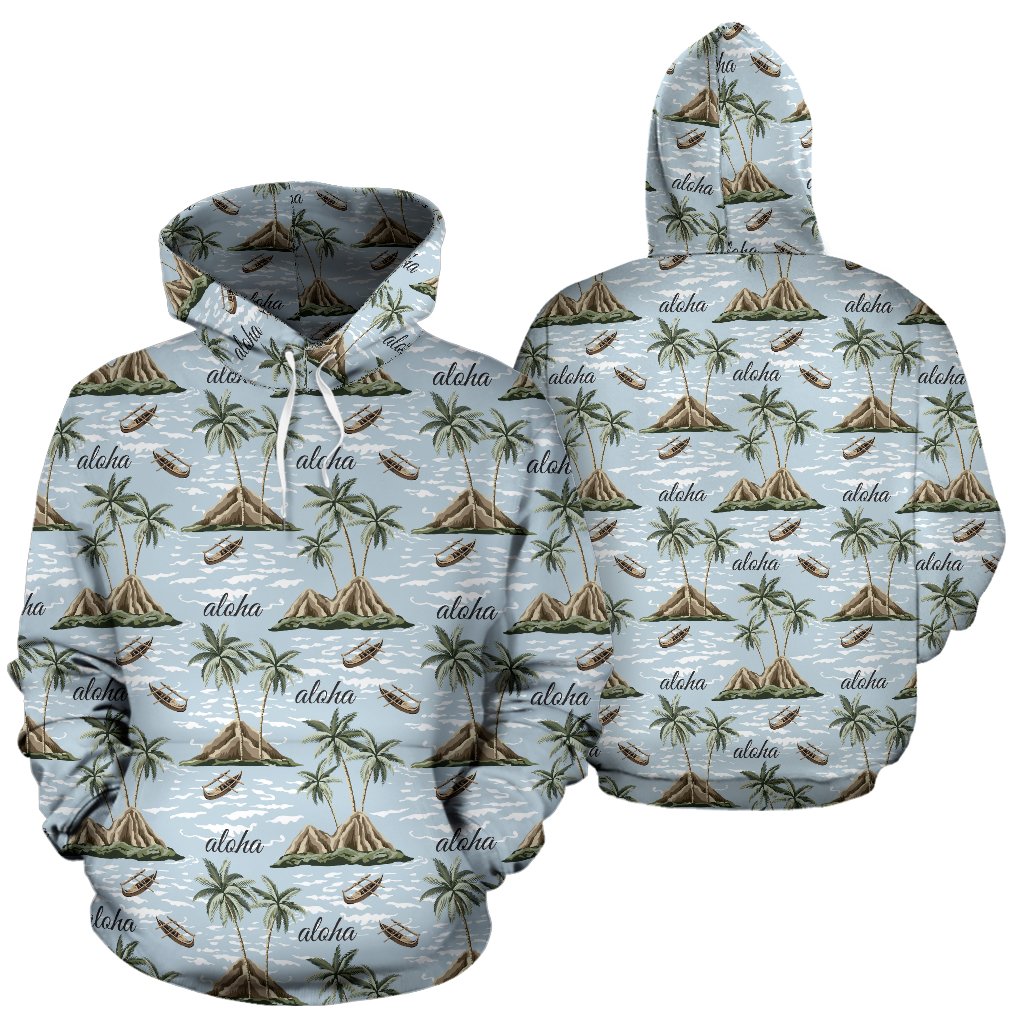 Aloha Hawaii island Design Themed Print Pullover Hoodie