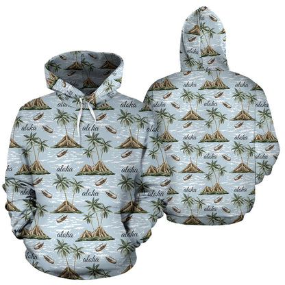 Aloha Hawaii island Design Themed Print Pullover Hoodie