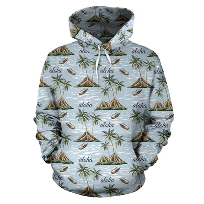 Aloha Hawaii island Design Themed Print Pullover Hoodie