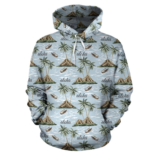 Aloha Hawaii island Design Themed Print Pullover Hoodie