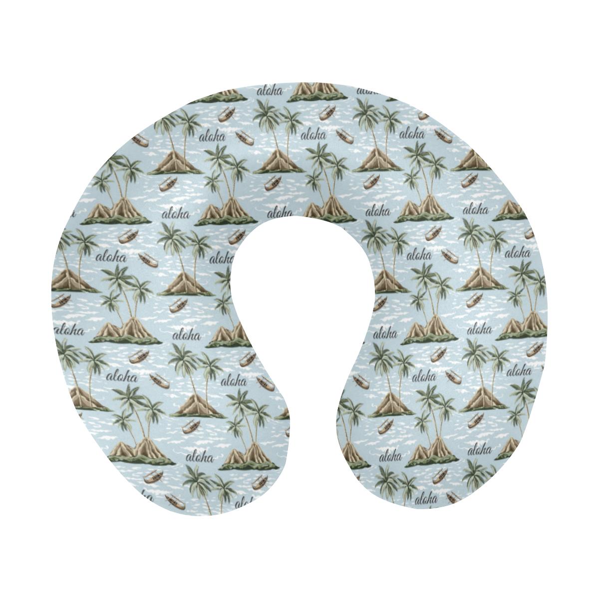 Aloha Hawaii island Design Themed Print U-Shaped Travel Neck Pillow-JTAMIGO.COM