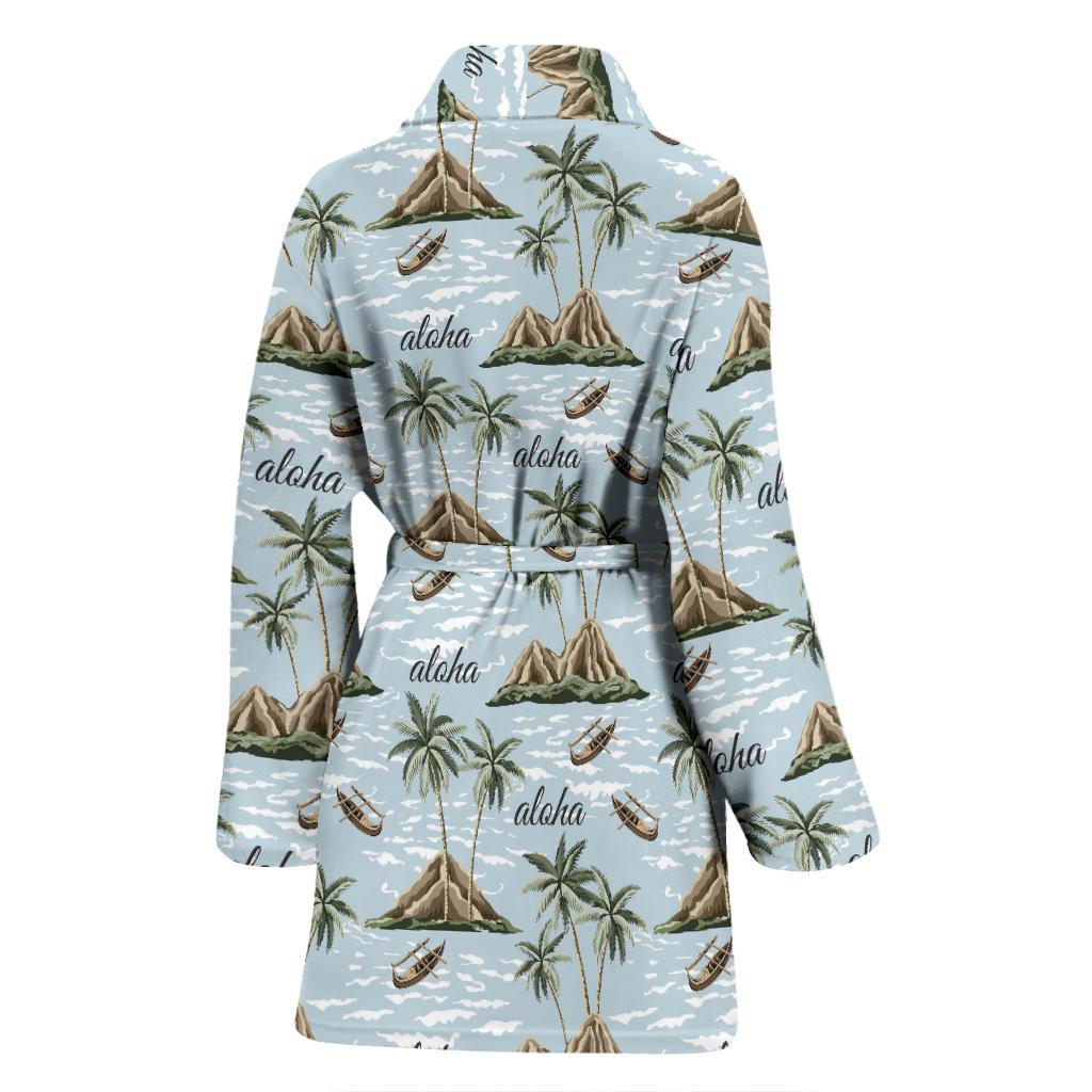 Aloha Hawaii island Design Themed Print Women Bath Robe-JTAMIGO.COM
