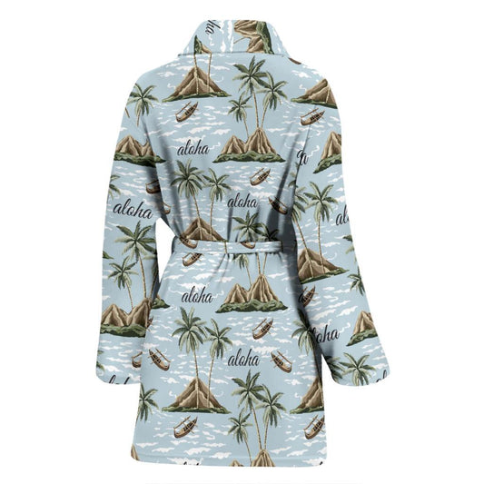 Aloha Hawaii island Design Themed Print Women Bath Robe-JTAMIGO.COM