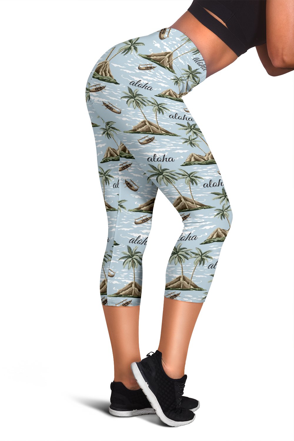 Aloha Hawaii island Design Themed Print Women Capris