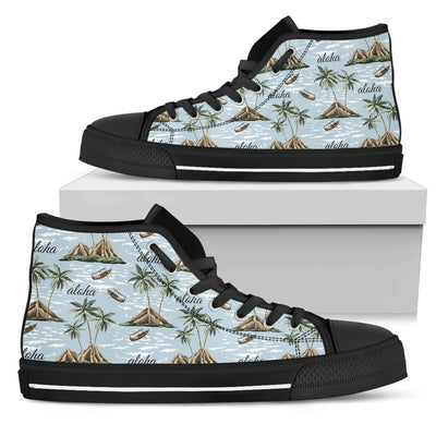 Aloha Hawaii Island Design Themed Print Women High Top Shoes