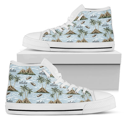 Aloha Hawaii Island Design Themed Print Women High Top Shoes