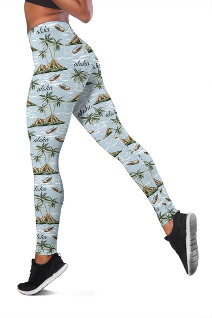 Aloha Hawaii island Design Themed Print Women Leggings