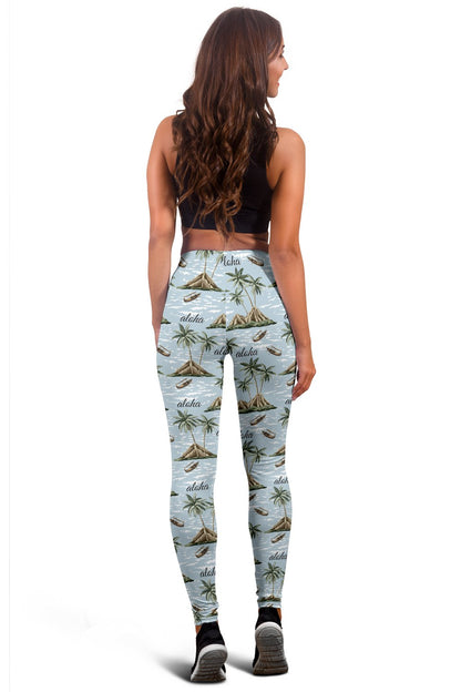 Aloha Hawaii island Design Themed Print Women Leggings