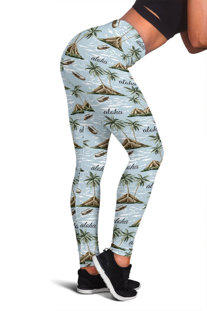 Aloha Hawaii island Design Themed Print Women Leggings