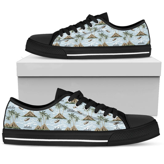 Aloha Hawaii island Design Themed Print Women Low Top Shoes