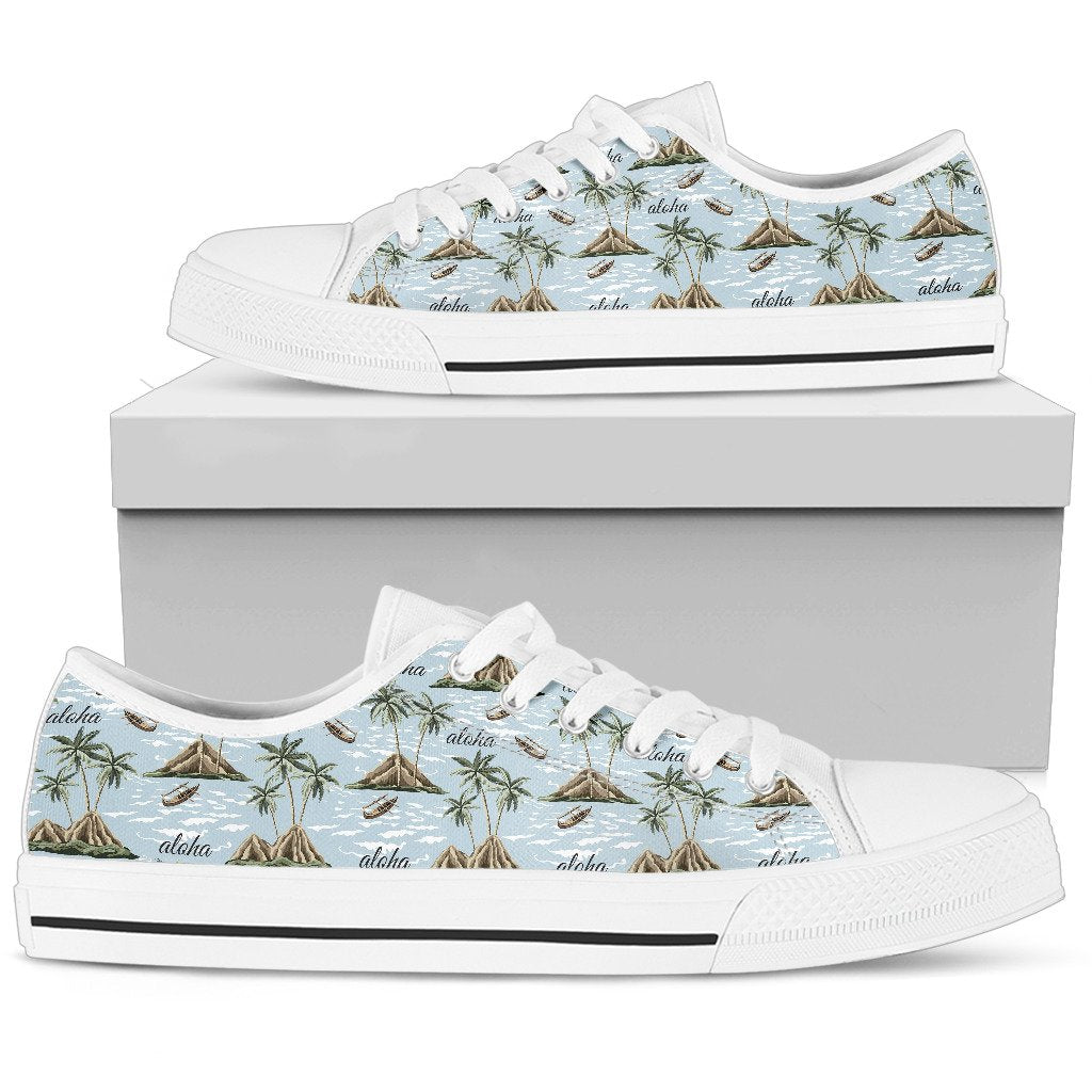 Aloha Hawaii island Design Themed Print Women Low Top Shoes