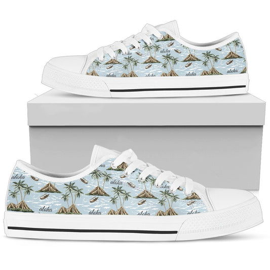 Aloha Hawaii island Design Themed Print Women Low Top Shoes
