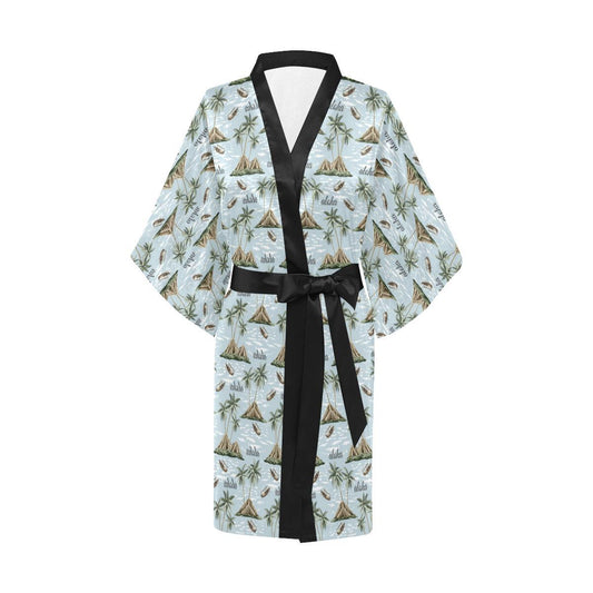 Aloha Hawaii island Design Themed Print Women Short Kimono Robe