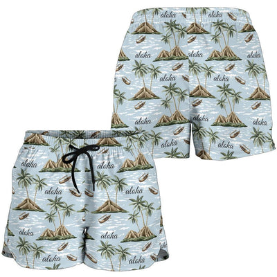 Aloha Hawaii island Design Themed Print Women Shorts-JTAMIGO.COM