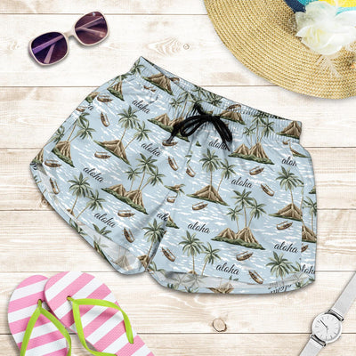 Aloha Hawaii island Design Themed Print Women Shorts-JTAMIGO.COM