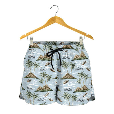 Aloha Hawaii island Design Themed Print Women Shorts-JTAMIGO.COM