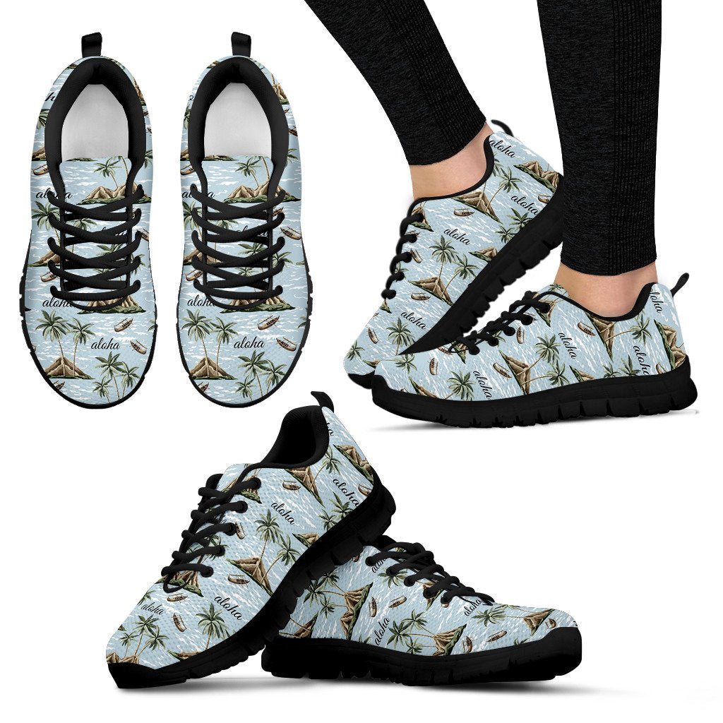 Aloha Hawaii Island Design Themed Print Women Sneakers Shoes
