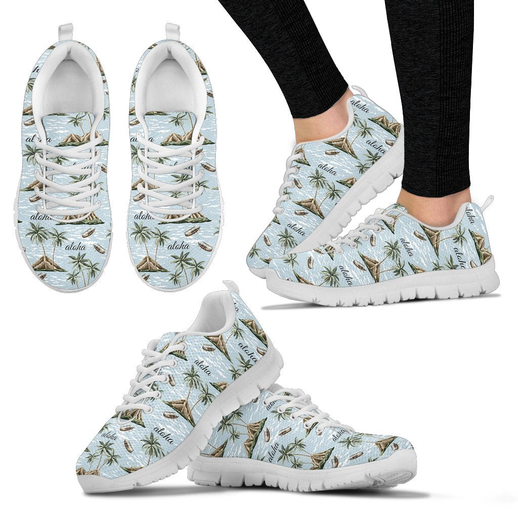 Aloha Hawaii Island Design Themed Print Women Sneakers Shoes