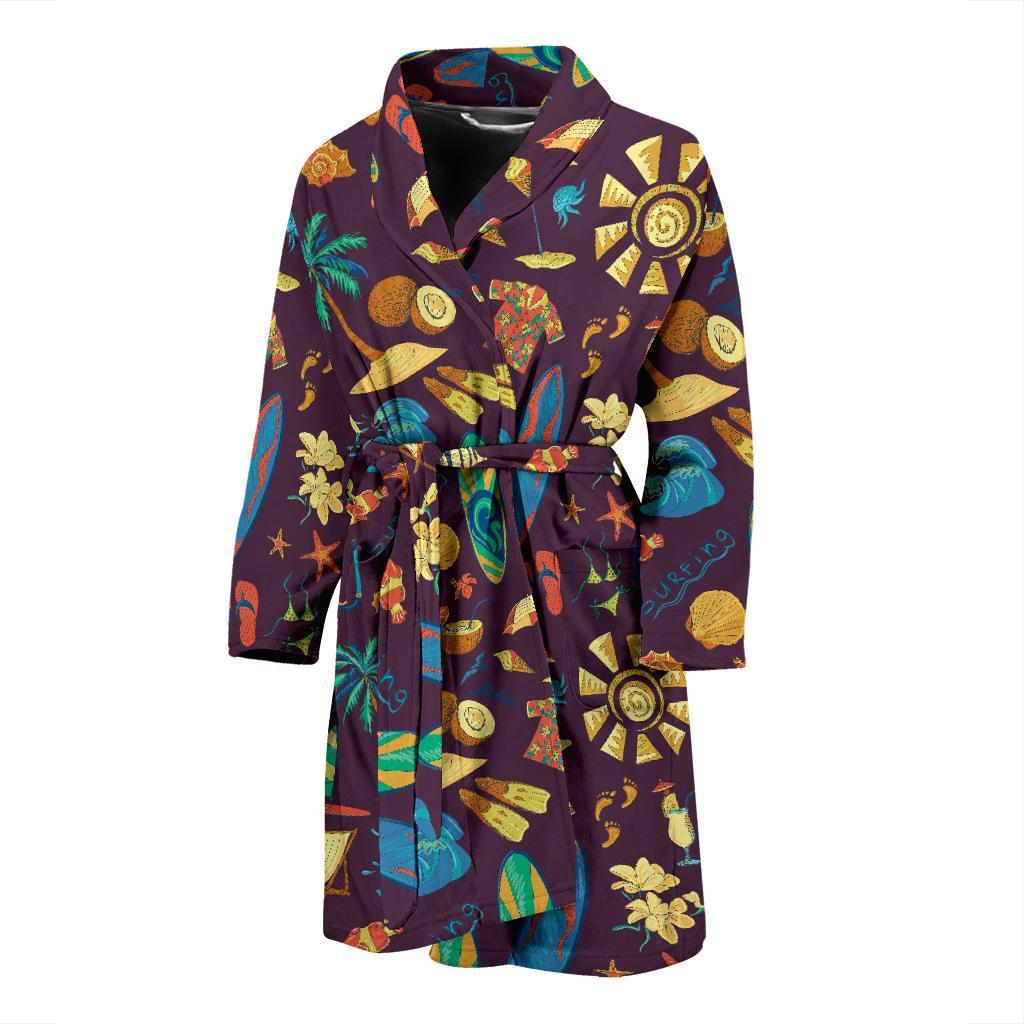 Aloha Hawaii Pattern Print Design 01 Men Bathrobe-JORJUNE.COM