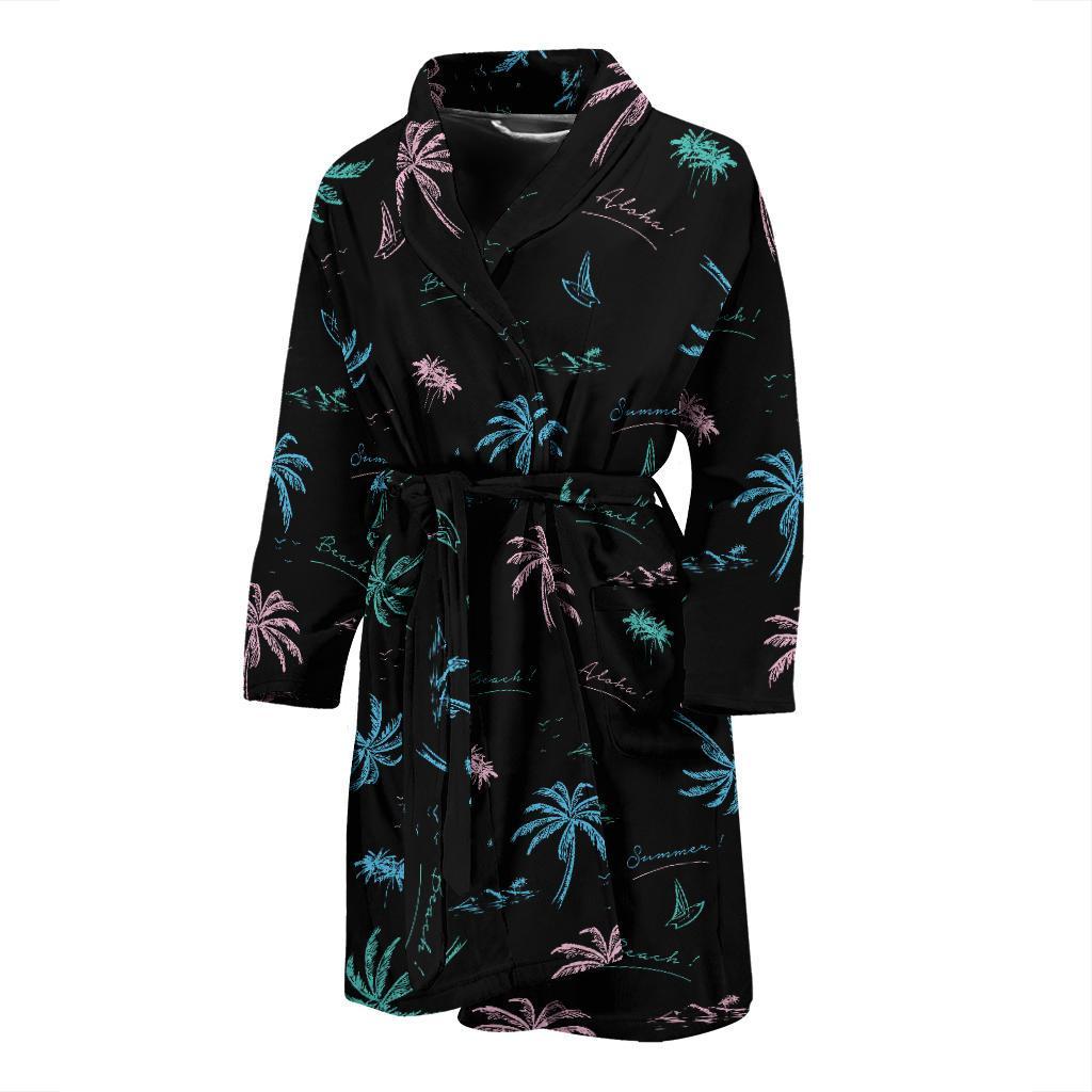 Aloha Hawaii Pattern Print Design 03 Men Bathrobe-JORJUNE.COM