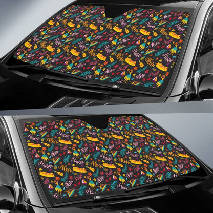 Aloha Hawaii Summer Design Themed Print Car Sun Shade For Windshield