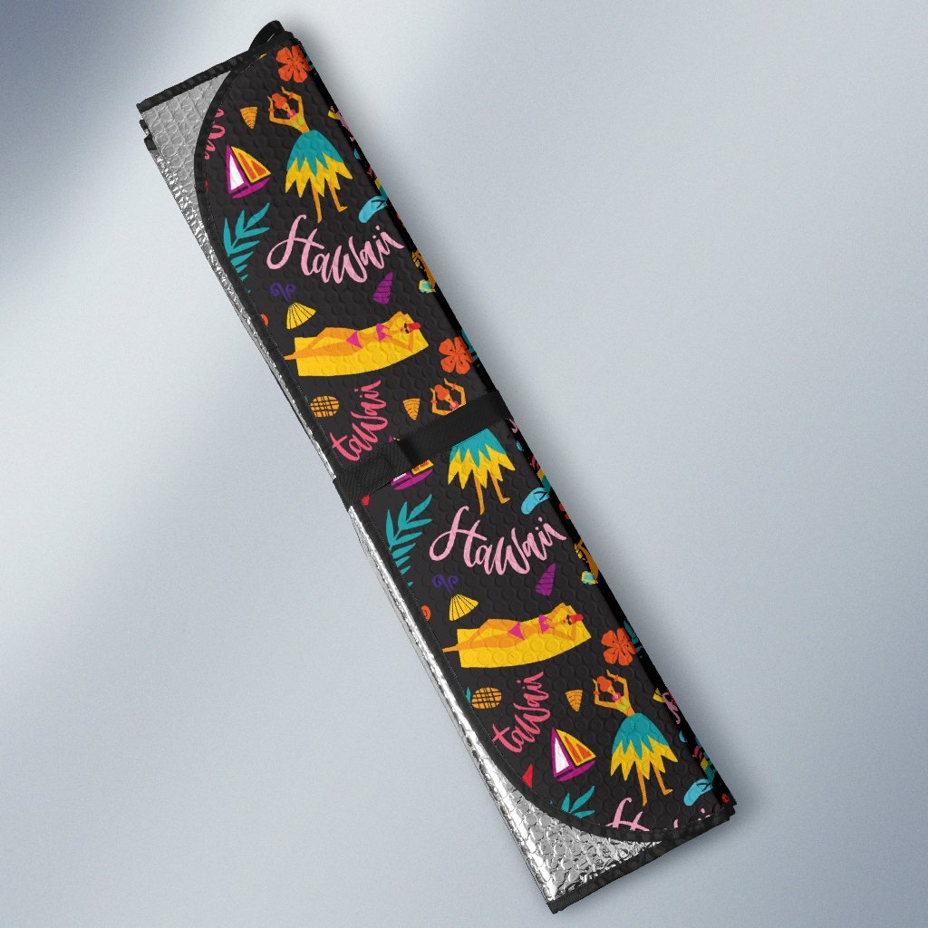 Aloha Hawaii Summer Design Themed Print Car Sun Shade For Windshield
