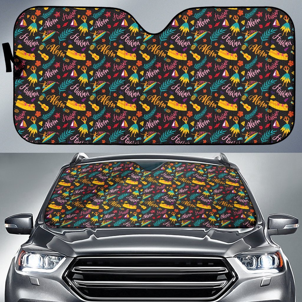 Aloha Hawaii Summer Design Themed Print Car Sun Shade For Windshield