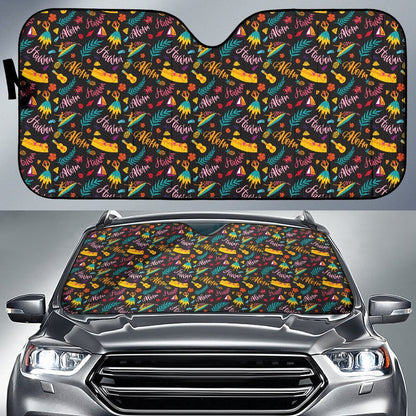 Aloha Hawaii Summer Design Themed Print Car Sun Shade For Windshield