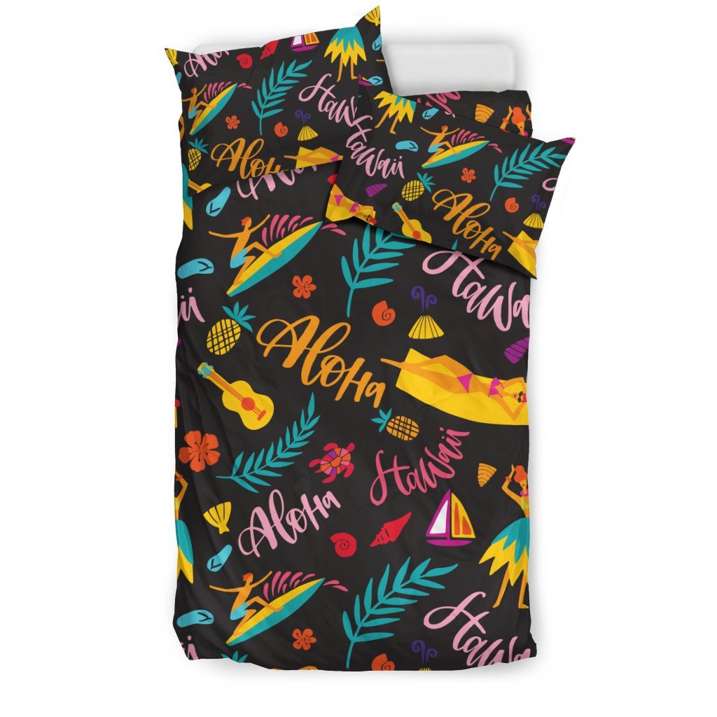 Aloha Hawaii Summer Design Themed Print Duvet Cover Bedding Set