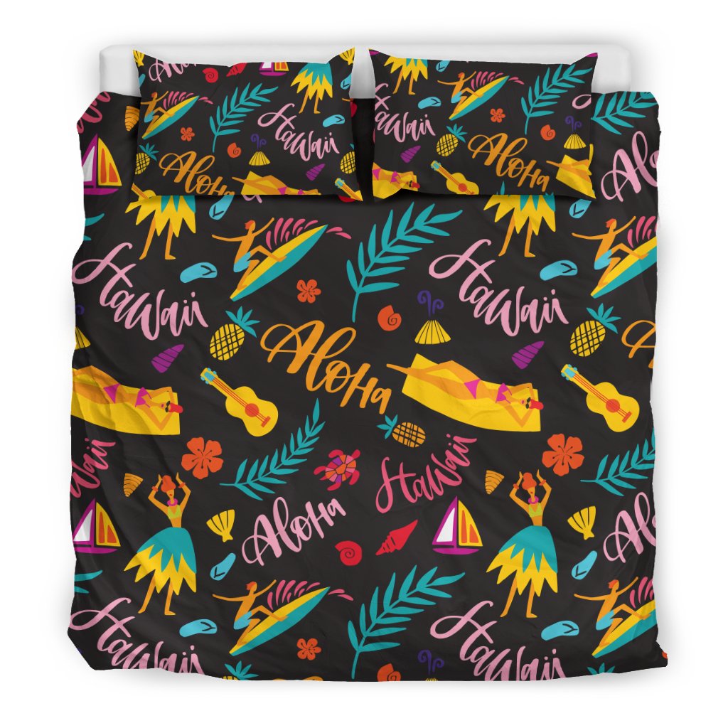 Aloha Hawaii Summer Design Themed Print Duvet Cover Bedding Set
