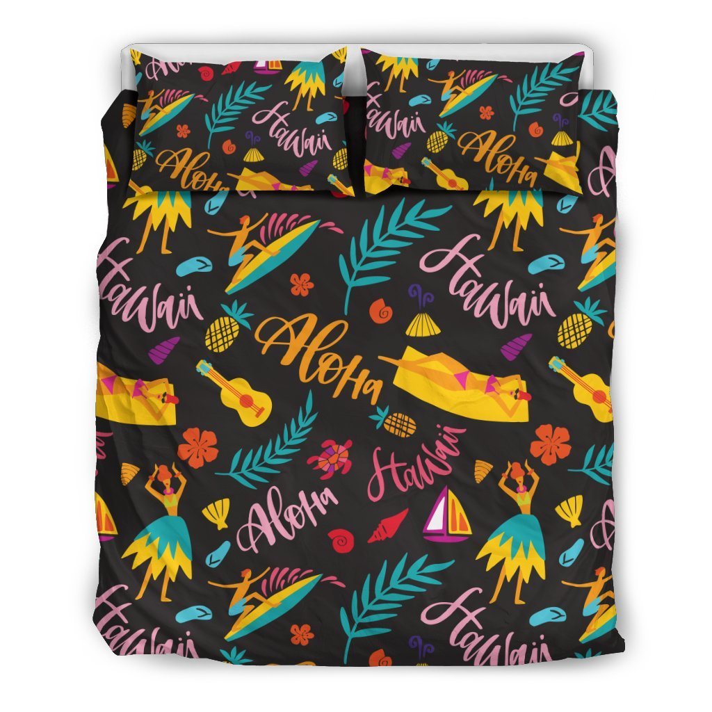 Aloha Hawaii Summer Design Themed Print Duvet Cover Bedding Set
