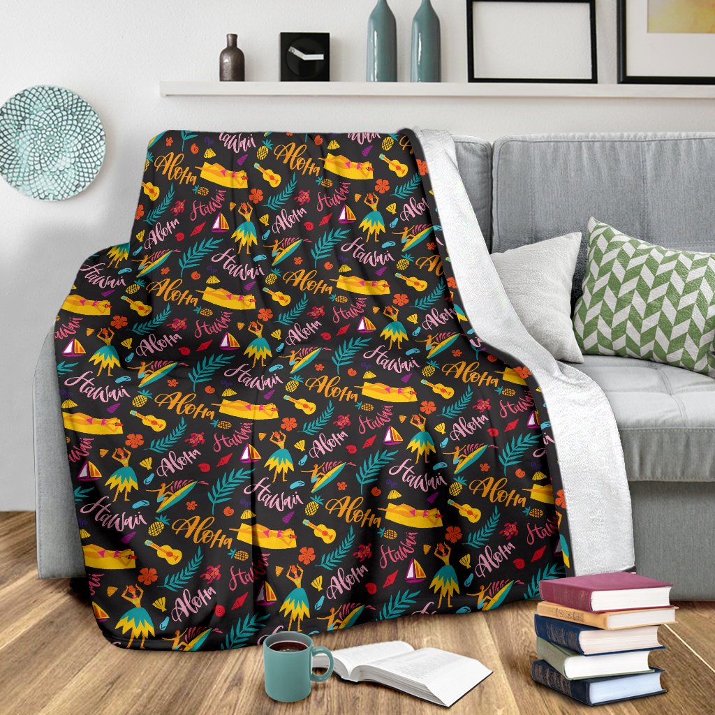 Aloha Hawaii Summer Design Themed Print Fleece Blanket