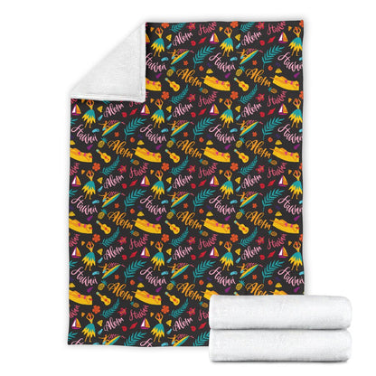 Aloha Hawaii Summer Design Themed Print Fleece Blanket