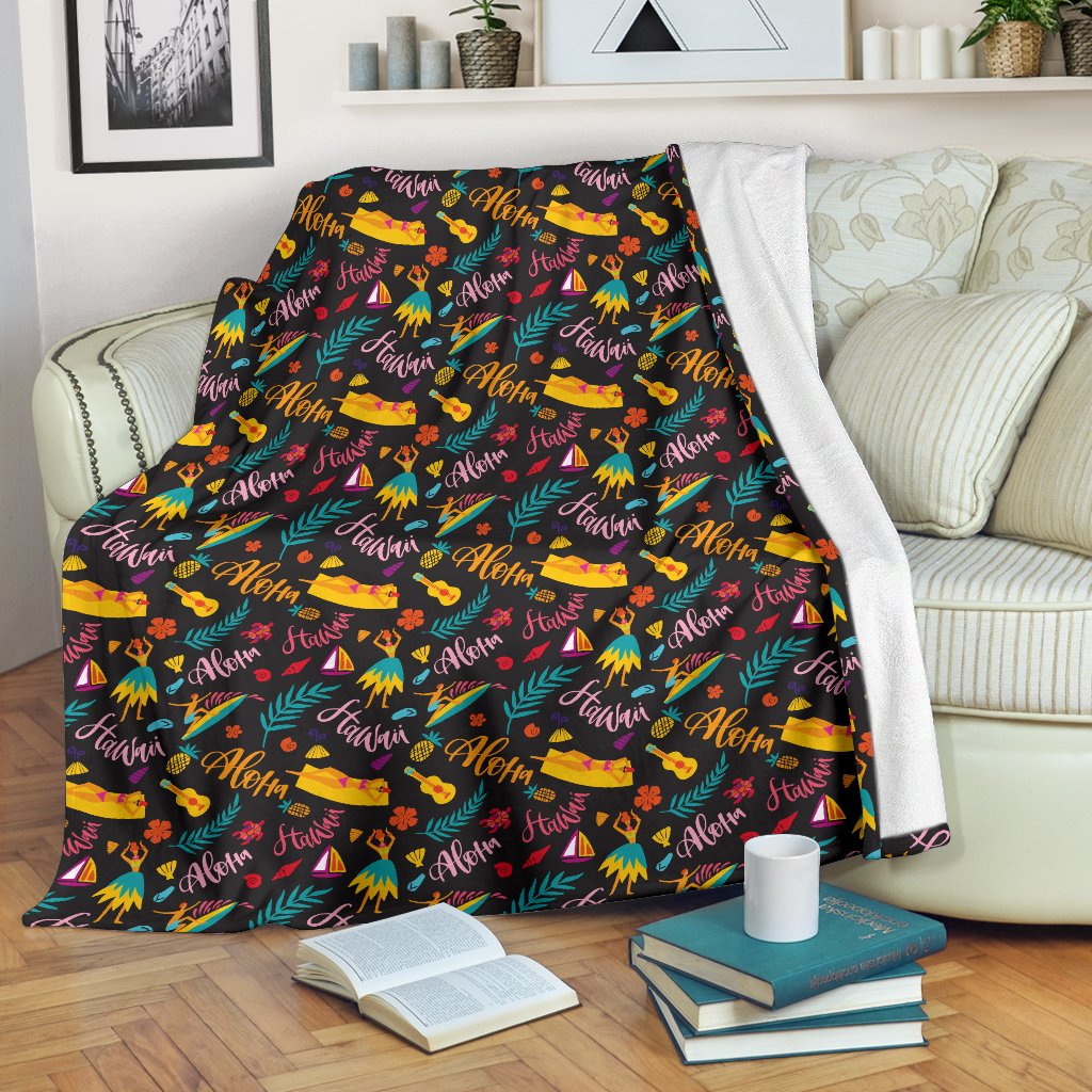 Aloha Hawaii Summer Design Themed Print Fleece Blanket
