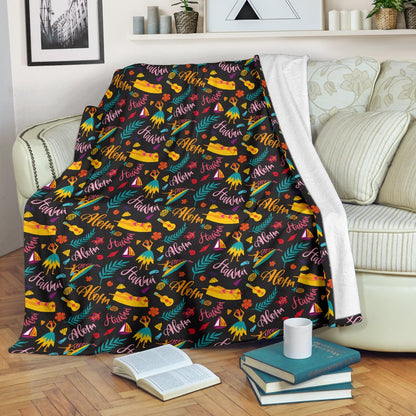 Aloha Hawaii Summer Design Themed Print Fleece Blanket