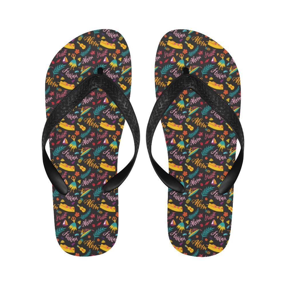 Aloha Hawaii Summer Design Themed Print Flip Flops-JTAMIGO.COM