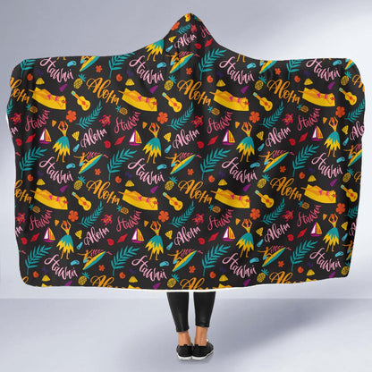 Aloha Hawaii Summer Design Themed Print Hooded Blanket-JTAMIGO.COM