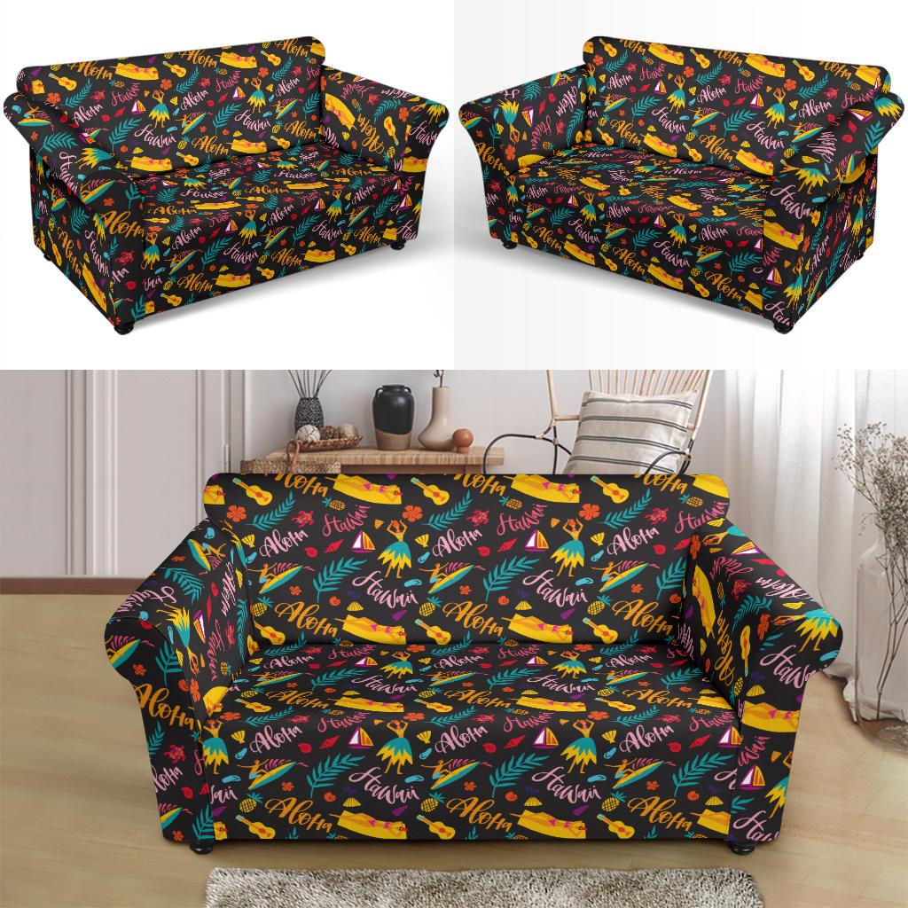 Aloha Hawaii Summer Design Themed Print Loveseat Slipcover-JTAMIGO.COM